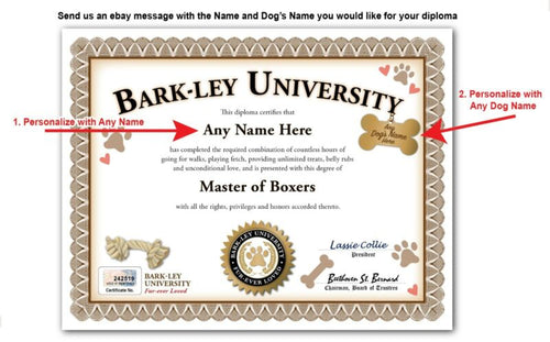 Boxer PERSONALIZED CERTIFICATE Diploma Dog Tag Toy - Breeder Trainer Lover GIFT