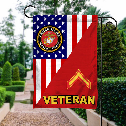 US Marine Rank Marine Corps Veteran Garden Flag