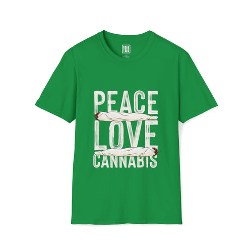 Peace, Love, Cannabis T-Shirt | Weed Enthusiast Tee | Two Joint Graphics Shirt