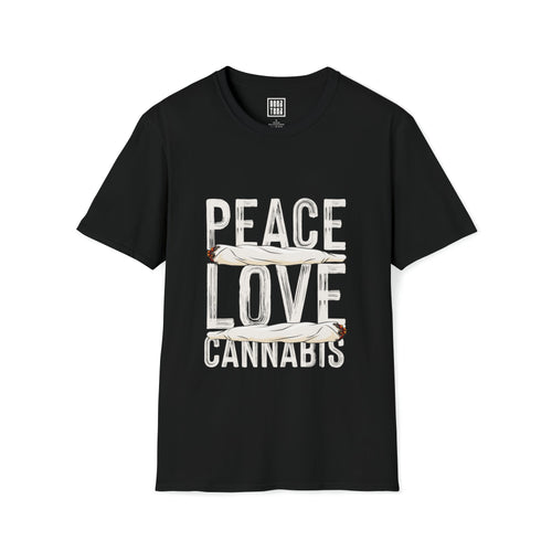 Peace, Love, Cannabis T-Shirt | Weed Enthusiast Tee | Two Joint Graphics Shirt