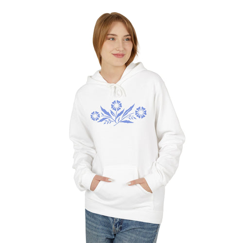 Vintage Corningware-Inspired Hoodie | Retro Blue Cornflower Dish Design