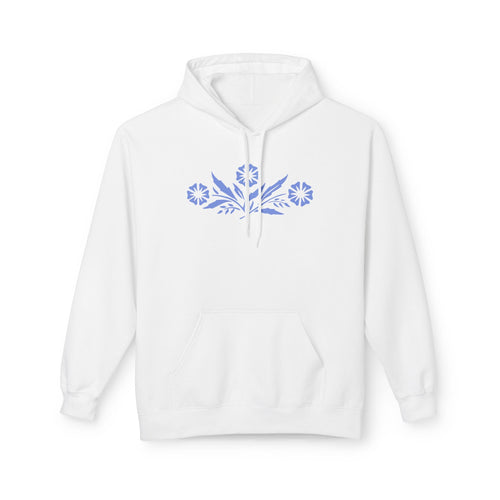 Vintage Corningware-Inspired Hoodie | Retro Blue Cornflower Dish Design