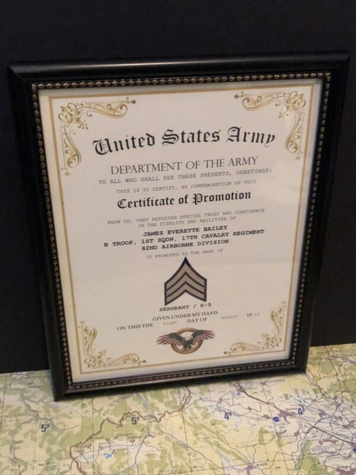 SERGEANT / SGT (E-5) U.S. Army ~ Commemorative Promotion Certificate