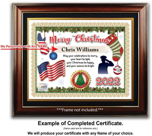 PERSONALIZED CHRISTMAS CERTIFICATE - Veteran Military Army Patriot - GREAT GIFT