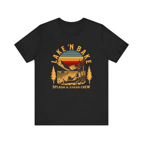 Lake & Bake Splash and Stash Crew Tee | Funny Weed Lake Life T-Shirt