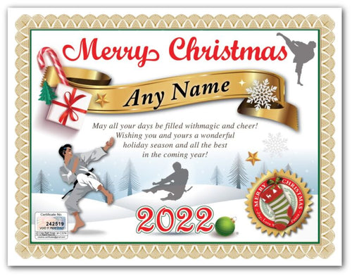 PERSONALIZED CHRISTMAS CERTIFICATE - Karate Martial Arts Judo Jujutsu GREAT GIFT