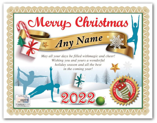 PERSONALIZED CHRISTMAS CERTIFICATE - Fitness Yoga Gym Studio Mat - GREAT GIFT