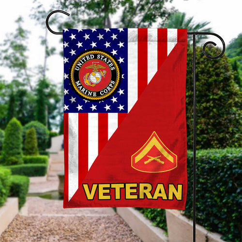 US Marine Rank Marine Corps Veteran Garden Flag