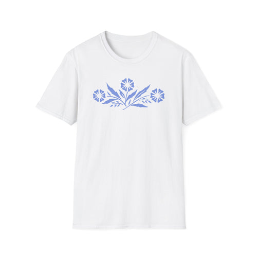 Vintage Corningware-Inspired T-Shirt | Retro Blue Cornflower Dish Design