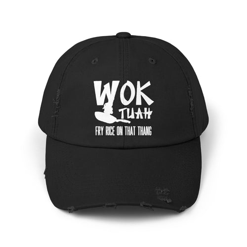 Wok Tuah Parody Distressed Baseball Cap | Viral Meme Pun 'Hawk Tuah' Design