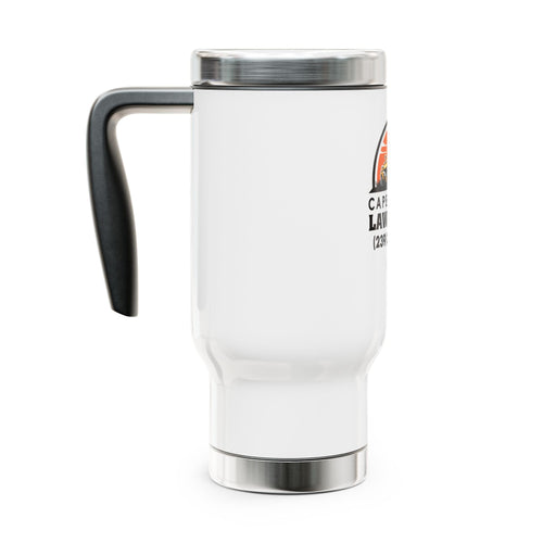 Custom Brand Stainless Steel Travel Mug with Handle, 14oz | Cape Coral Lawn Care