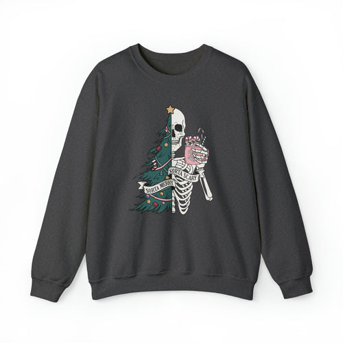 Half Merry, Half Scary Pullover Sweatshirt - Christmas and Halloween Fusion