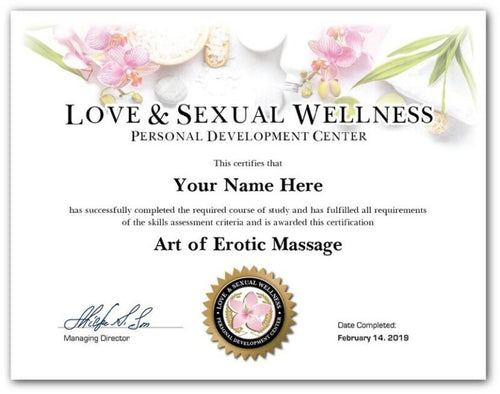 Art of Erotic Massage Certificate / Diploma Love Making Sexual Sensual Body Oil