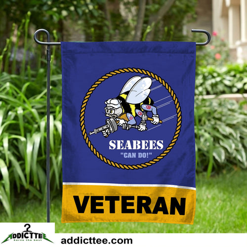 USN NAVY SEABEES VETERAN GARDEN FLAG