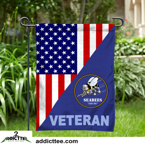 USN NAVY SEABEES VETERAN GARDEN FLAG