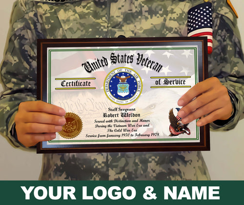 CUSTOMIZED LOGO VETERAN CERTIFICATE