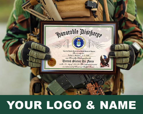 CUSTOMIZED LOGO HONORABLE DISCHARGE CERTIFICATE