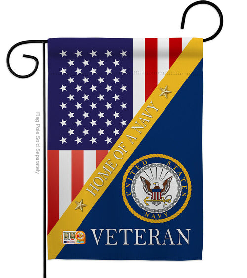 Home Of Navy Garden Flag USN Armed Forces Military Veteran Gift Yard Banner